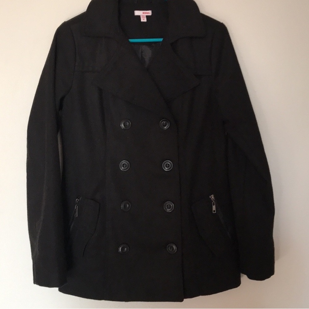 BONGO Women's Classic Black Pea Coat